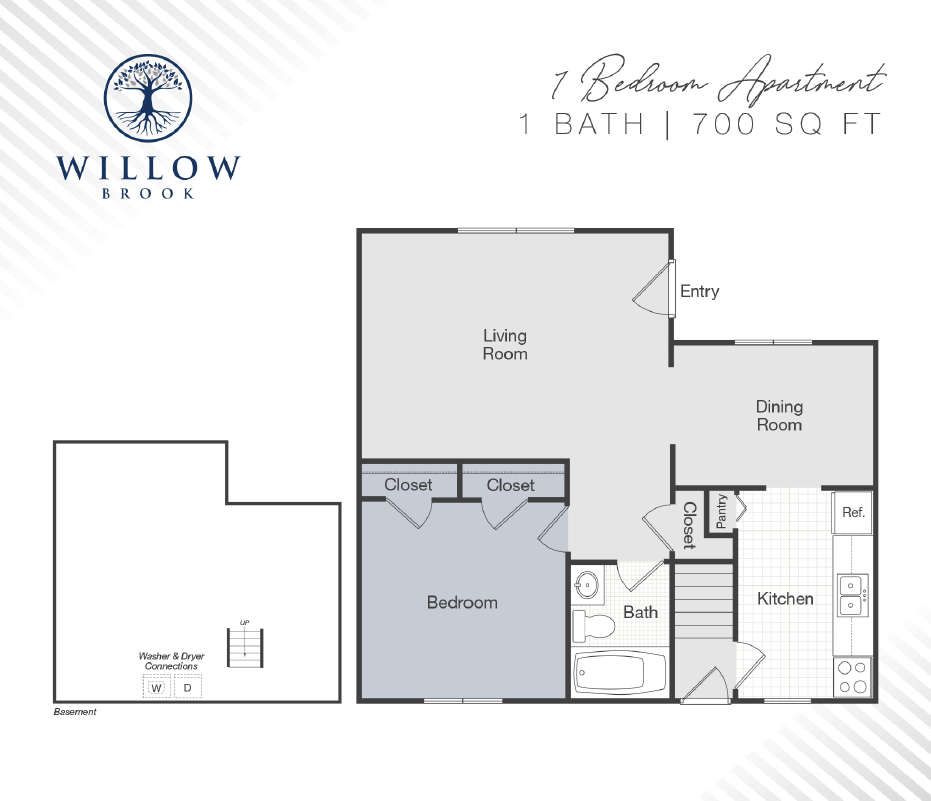 One Bedroom One Bath floor plan